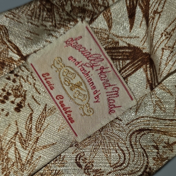 (J28) Handmade Classic Beige and Brown Men's Tie - Picture 2 of 4